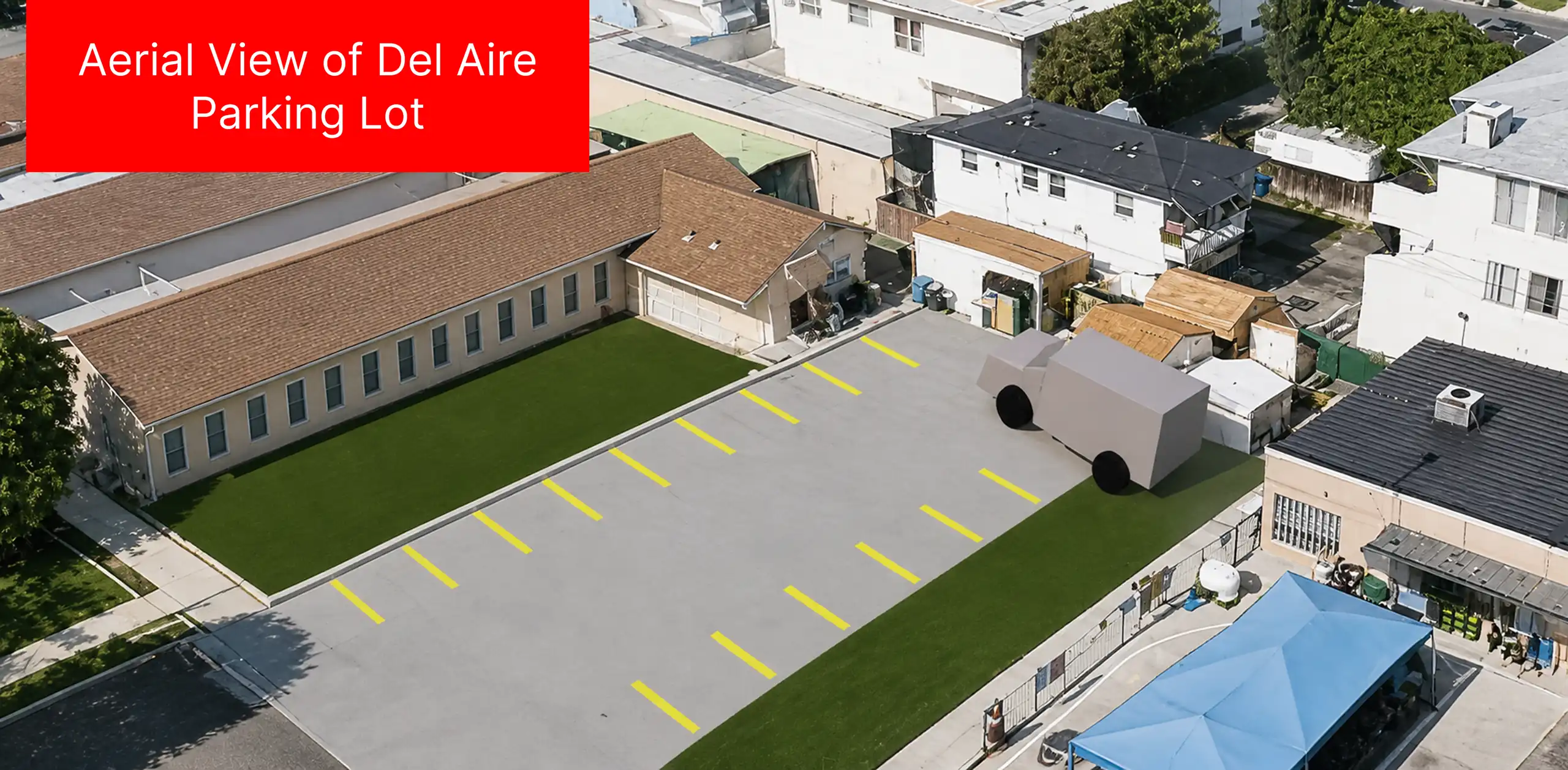 Aerial view of the Del Aire parking lot
